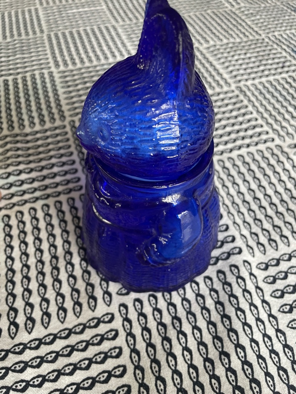 Cobalt Blue glass mother  Bunny with apron Figurine  jar - Picture 5 of 8
